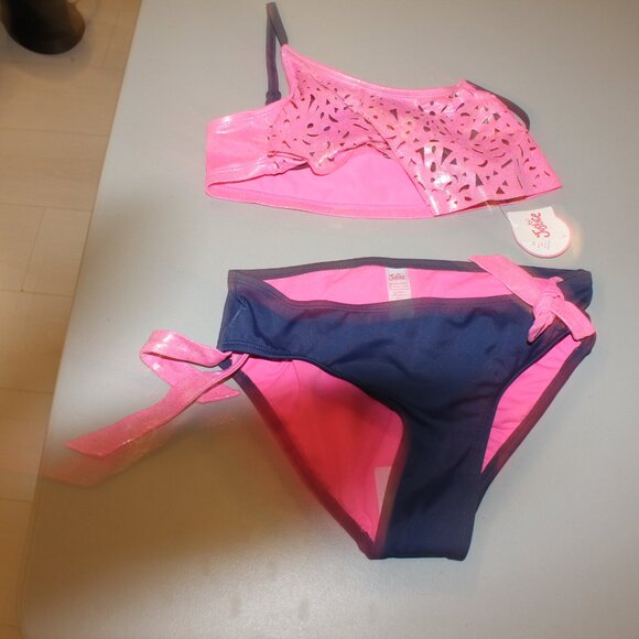 Pink & Blue 2 Pcs Justice Bikini Swimsuit Size 12 New - Picture 2 of 4